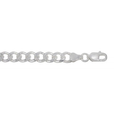 8.1mm Curb Pave Chain, 8" - 24" Length, Sterling Silver